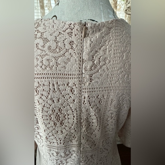 ZARA BASIC lace Mini Dress Nude Size L - Picture 5 of 5
